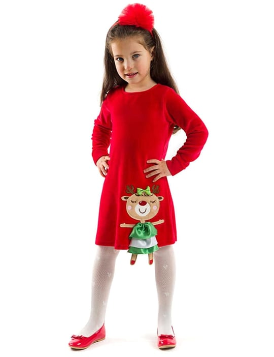 Denokids Kız Çocuk Yaramaz Geyik Yılbaşı Elbise CFF-22K1-085