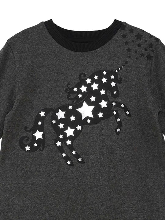 Denokids Kız Çocuk Yıldızlı Unicorn Elbise Antrasit MS-23K1-002