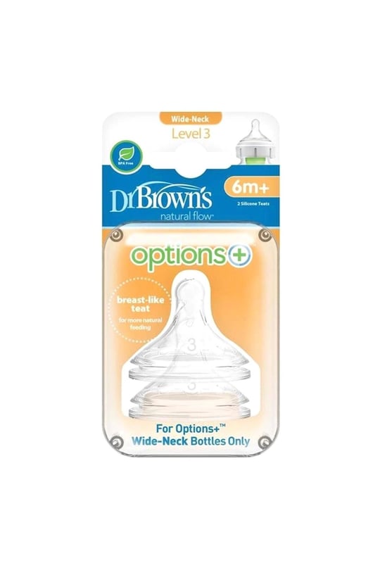 Dr Brown's Biberon Emziği 2'li Silikon Geniş Ağız 6 Ay+ 3201