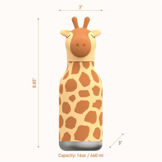 Globber Asobu Bestle Bottle Pipetli Çelik Suluk Giraffe SBV44-GIRAFFE