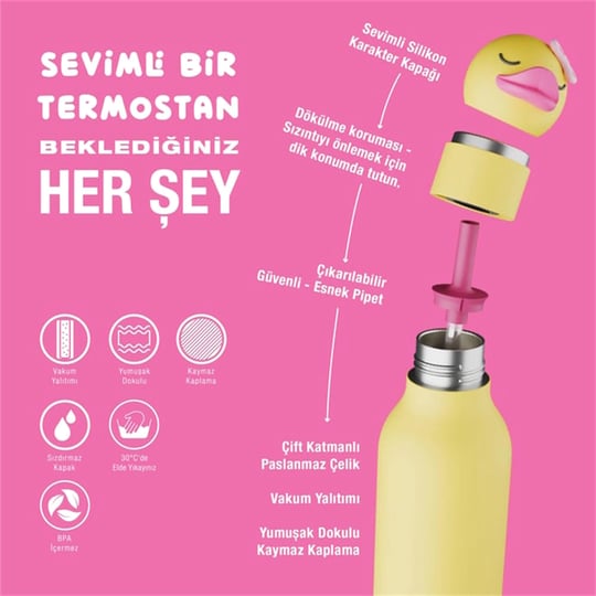 Globber Asobu Bestle Bottle Pipetli Çelik Suluk Ducky SBV44-DUCKY