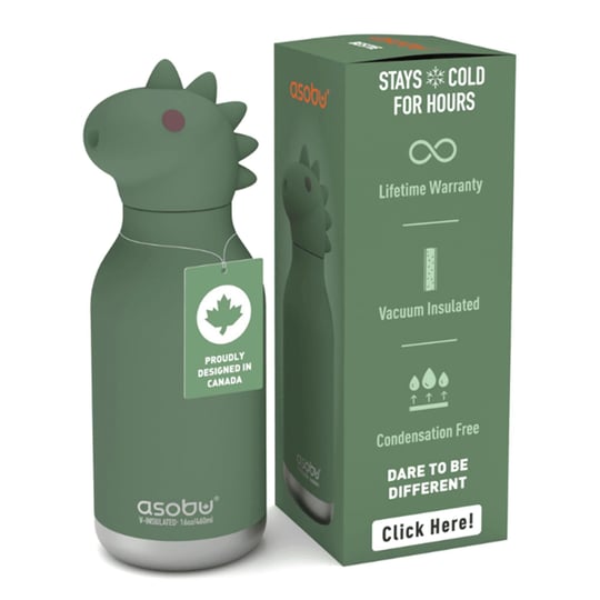Globber Asobu Bestle Bottle Pipetli Çelik Suluk Dinosaur SBV44-DINOSAUR