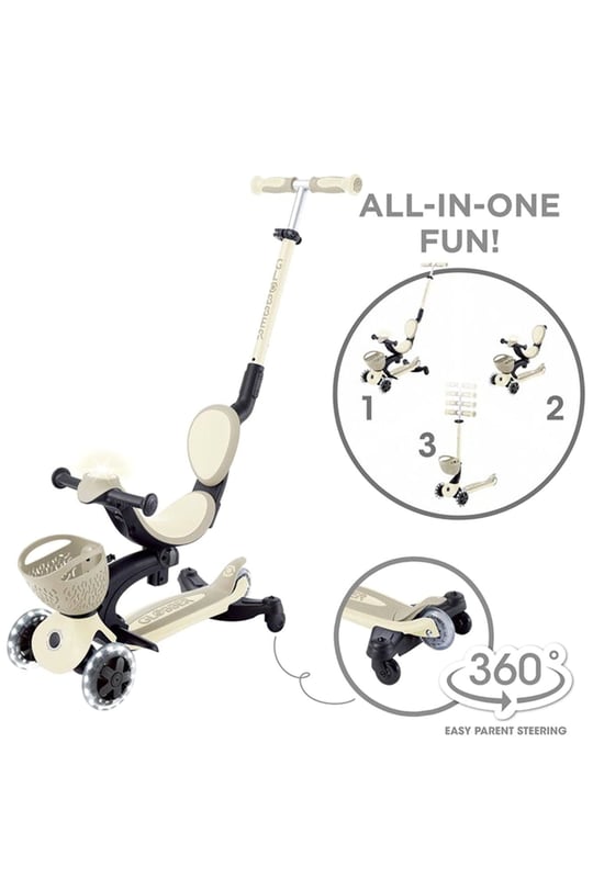 Globber Go Up Baby 360 Işıklı Scooter Koyu Bej 844-466