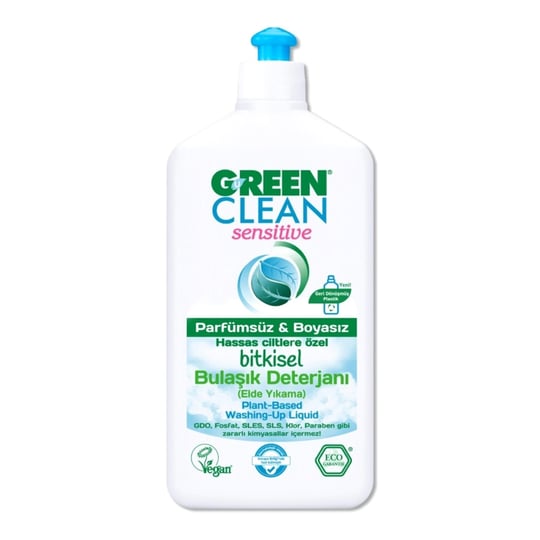 Green Clean Sensitive Parfümsüz Boyasız Bulaşık Deterjanı 500 Ml