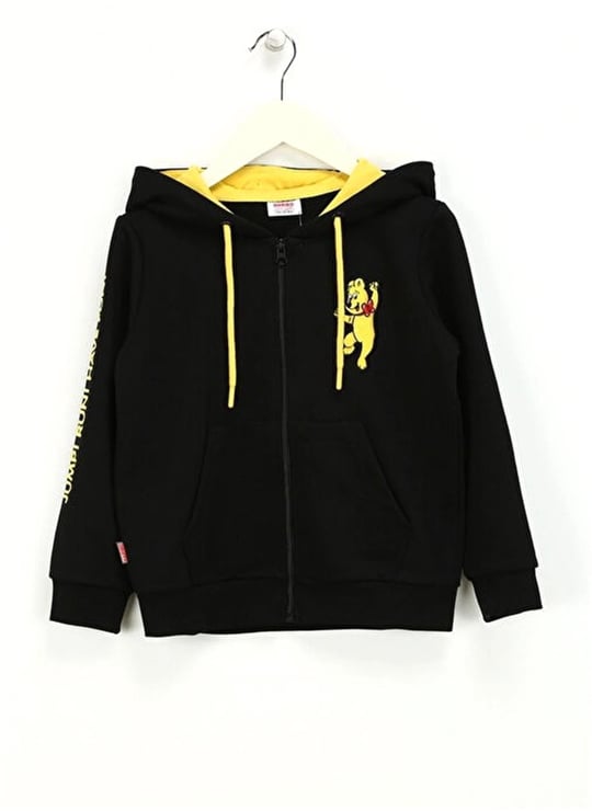 Haribo Erkek Çocuk Nakışlı Fermuarlı Sweatshirt Siyah HRBTXT319