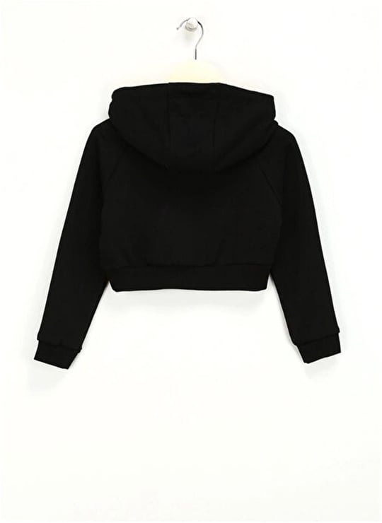 Haribo Kız Çocuk Kabartmalı Crop Sweatshirt Siyah HRBTXT311