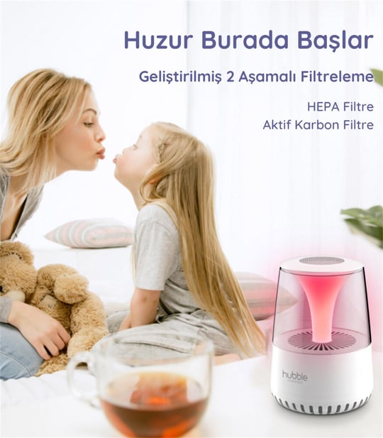Hubble Pure Hava Temizleyici + Gece Lambası ve Bt Hoparlör