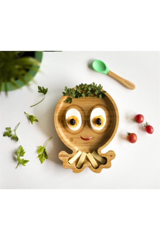 Jellyboon Bambu Ahtapot Vakumlu Tabak Turuncu