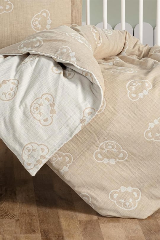 Kanz Bebek Bear Müslin 3 Parça Nevresim Takımı Gold KNZ-013