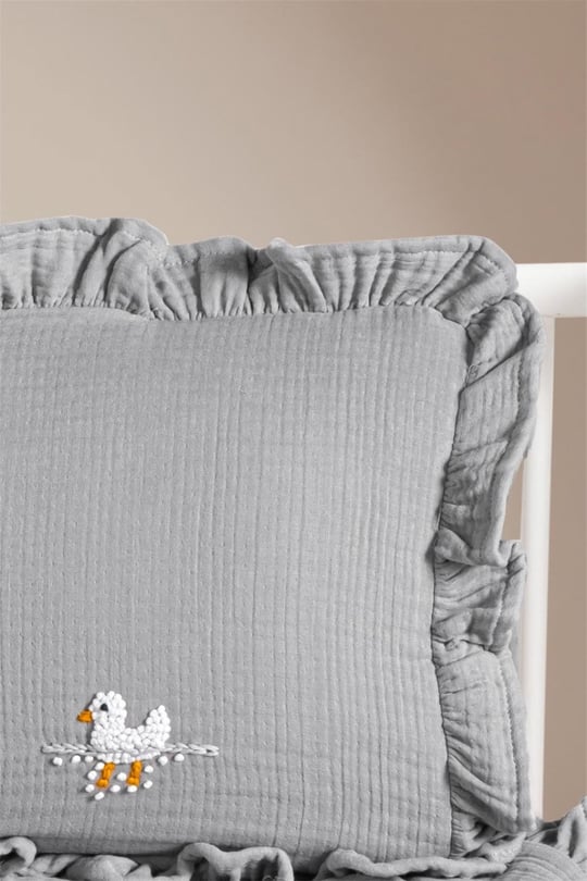 Kanz Bebek Ducky Fırfırlı Müslin 4 Parça Nevresim Takımı Gri KNZ-020