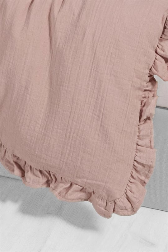 Kanz Bebek Fırfırlı Müslin 4 Parça Nevresim Takımı Pudra KNZ-023