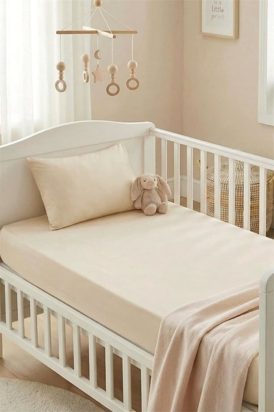Kanz Bebek Pamuklu Lastikli Çarşaf Set Somon KNZ-004