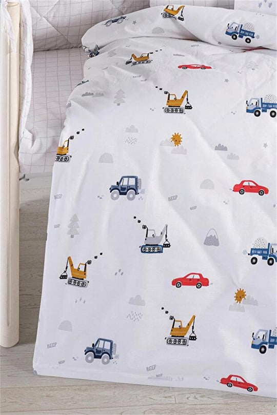 Kanz Erkek Bebek Digger Cars Pamuklu 8 Parça Uyku Seti KNZ-003