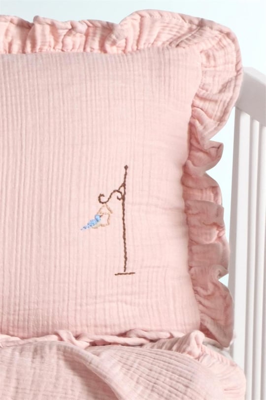 Kanz Kız Bebek Fiore Fırfırlı Müslin 4 Parça Nevresim Takımı Pembe KNZ-020