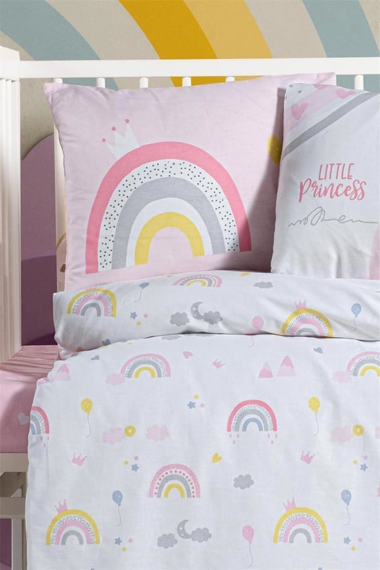 Kanz Kız Bebek Rainbow Pamuklu 4 Parça Nevresim Takımı KNZ-001