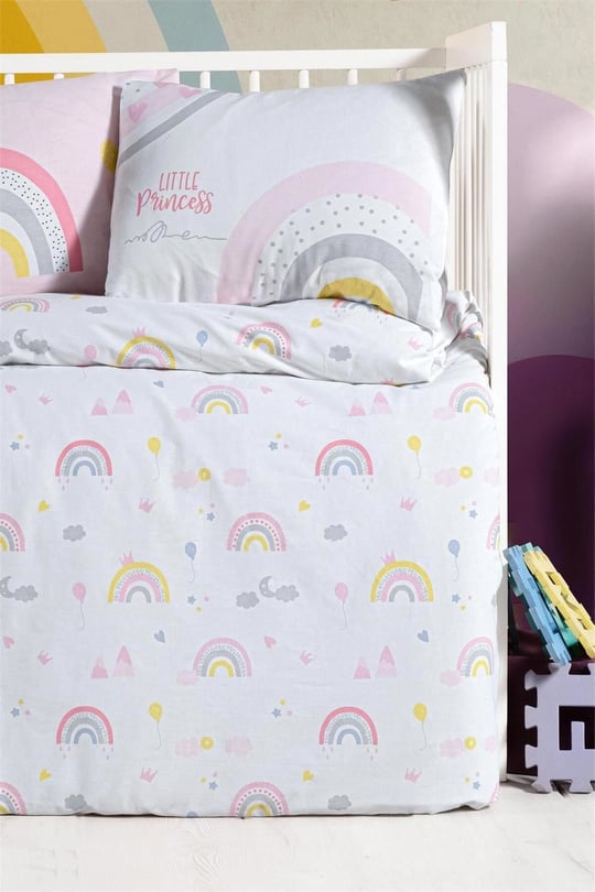 Kanz Kız Bebek Rainbow Pamuklu 4 Parça Nevresim Takımı KNZ-001