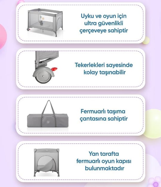 Kinder Baby Bee Basic Park Yatak Oyun Parkı Yatak Hediyeli