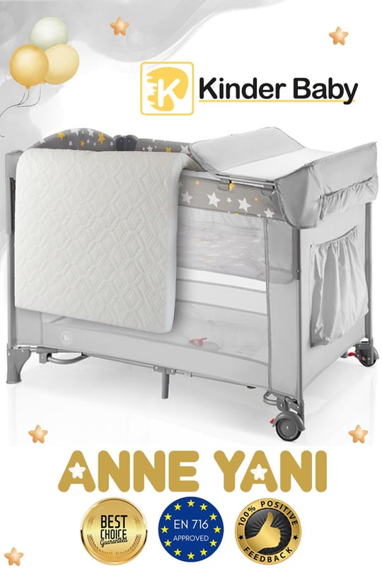 Kinder Baby Bee Park Yatak Oyun Parkı Beşik Anne Yanı Yatak Hediyeli