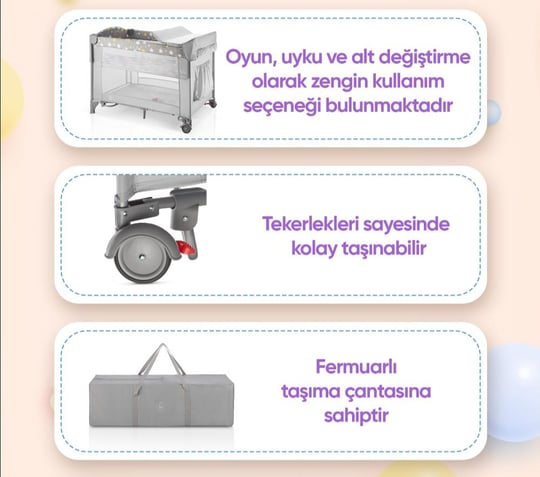 Kinder Baby Bee Park Yatak Oyun Parkı Beşik Anne Yanı Yatak Hediyeli