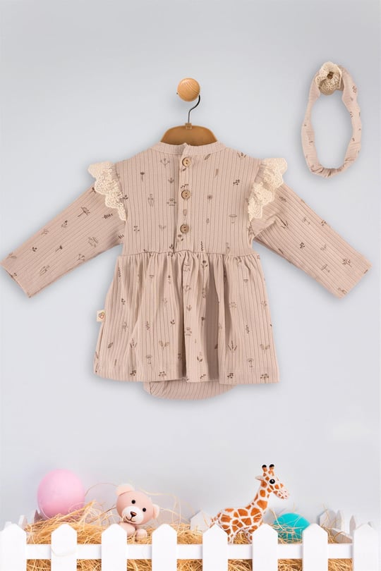 Kinder Baby Bubbless Kız Bebek Badili Elbise Takım Bej 3018