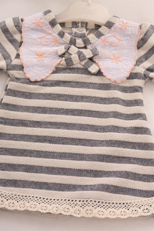 Kinder Baby Elci Baby Kız Bebek Çizgili 2'li Takım Somon 6898