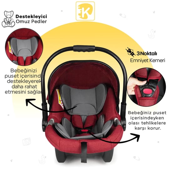 Kinder Baby Jade Anakucağı (0-13 Kg)  Bordo 9158
