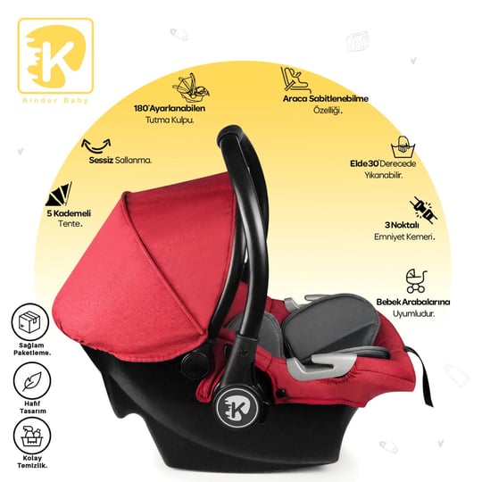 Kinder Baby Jade Anakucağı (0-13 Kg)  Bordo 9158