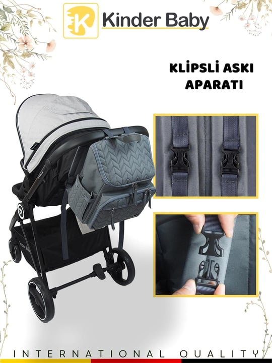 Kinder Baby Merlin Anne Bebek Bakım Çantası Gri