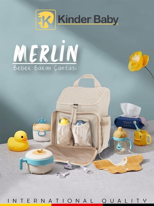 Kinder Baby Merlin Anne Bebek Bakım Çantası Bej