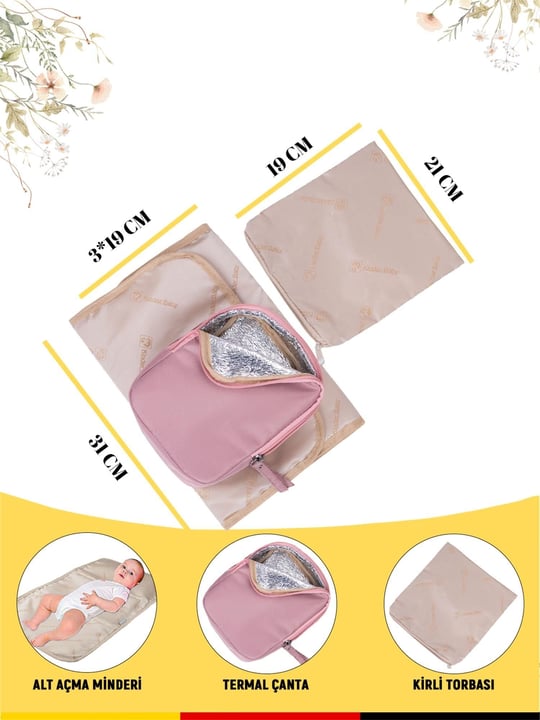 Kinder Baby Merlin Anne Bebek Bakım Çantası Gül Kurusu