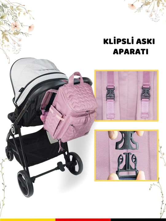 Kinder Baby Merlin Anne Bebek Bakım Çantası Gül Kurusu