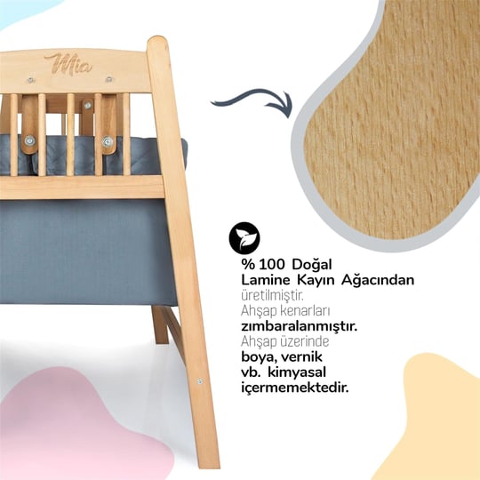 Kinder Baby Mia Anne Yanı Beşiği Antrasit