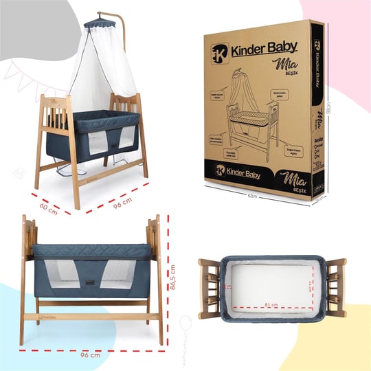Kinder Baby Mia Anne Yanı Beşiği Antrasit