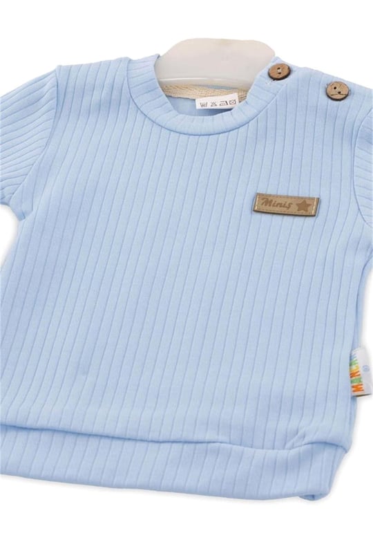 Kinder Baby Miniş Bebe Fitilli Pamuklu Bebek Takımı İndigo 1093