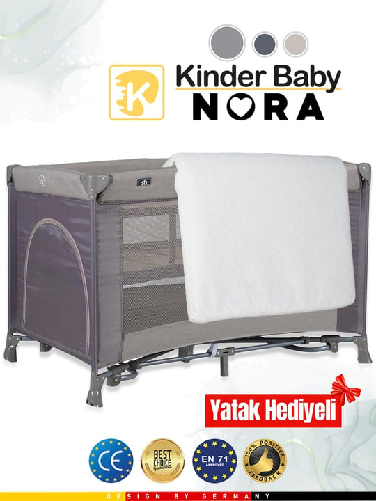 Kinder Baby Nora Park Yatak Oyun Parkı Beşik 70*110 Cm + Yatak Hediyeli Bej