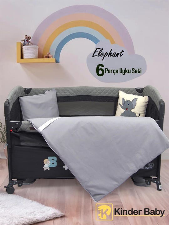 Kinder Baby Oyun Parkı Uyku Seti Gri Fil 1010