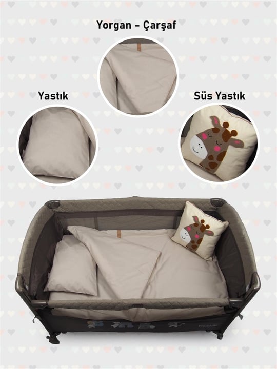Kinder Baby Oyun Parkı Uyku Seti Zürafa Kahverengi 1012