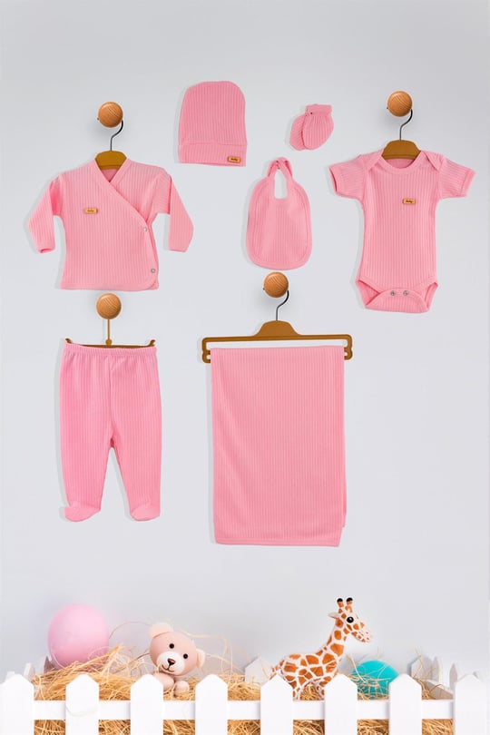 Kinder Baby Özlem Bebe 7'li Lüx Zıbın Takım Pembe 3301