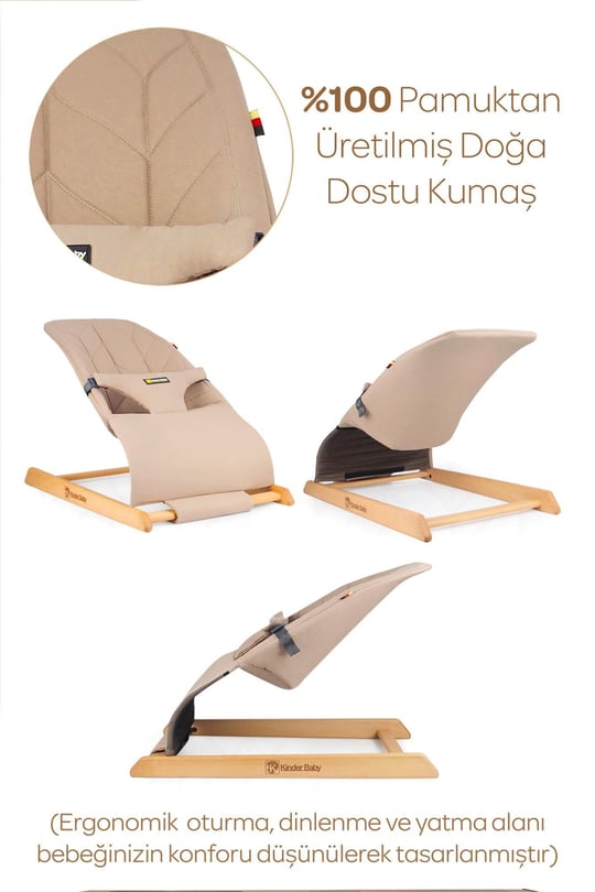 Kinder Baby Qozee Ev Tipi Ahşap Ana Kucağı Bej M1704