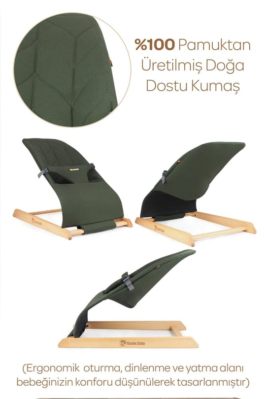 Kinder Baby Qozee Ev Tipi Ahşap Ana Kucağı Haki M1704