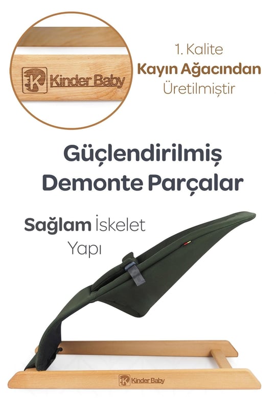 Kinder Baby Qozee Ev Tipi Ahşap Ana Kucağı Haki M1704