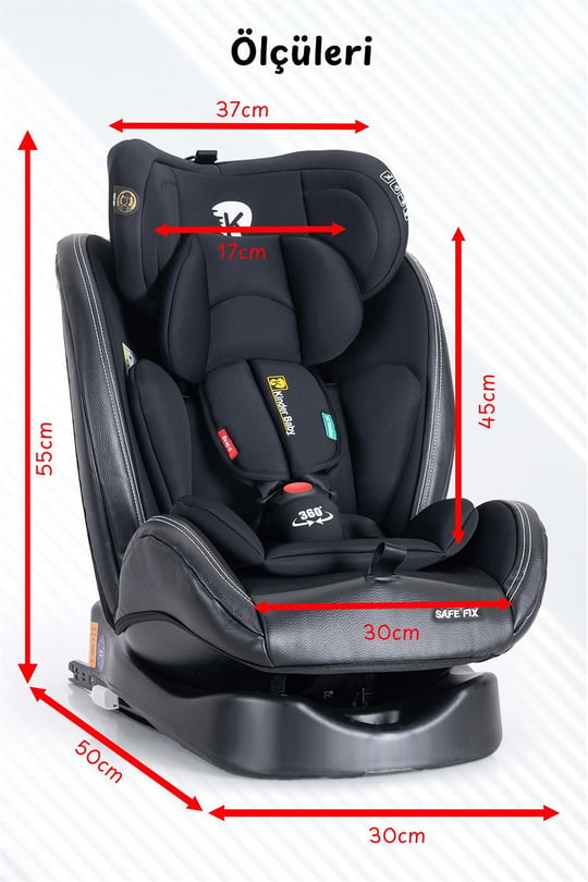 Kinder Baby Safe Fix 360 Derece 0-36 Kg Oto Koltuğu Siyah 7080