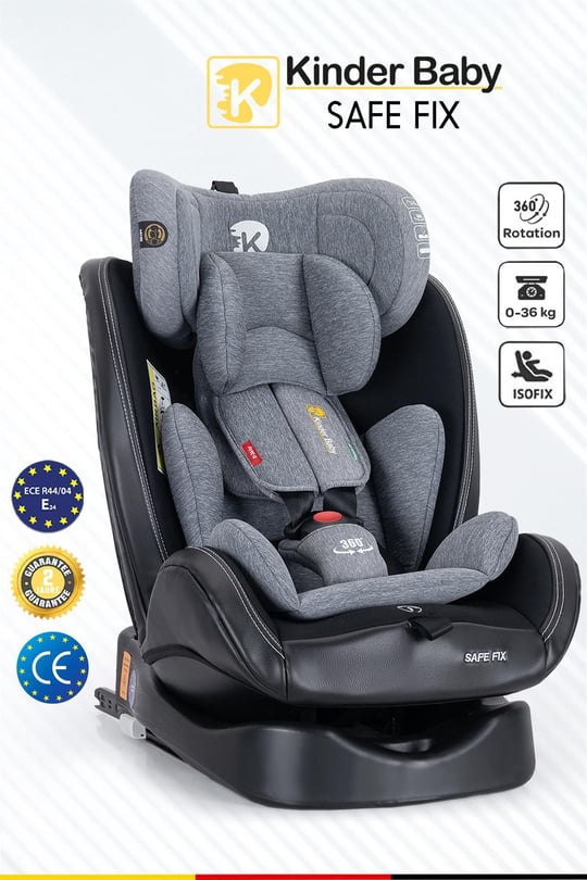 Kinder Baby Safe Fix 360 Derece Dönebilen 0-36 Kg İsofixli Oto Koltuğu Gri 7080