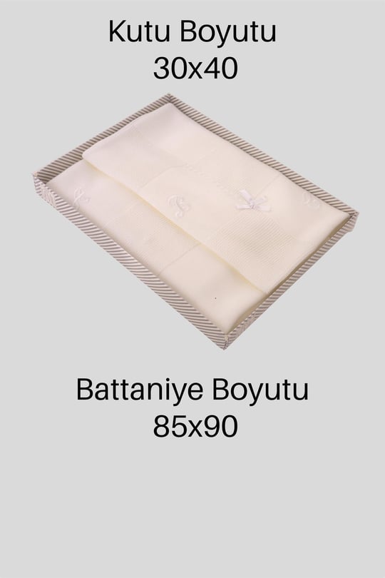 Kinder Baby Sevil Bebek Kurdeleli Triko Battaniye Krem 1011