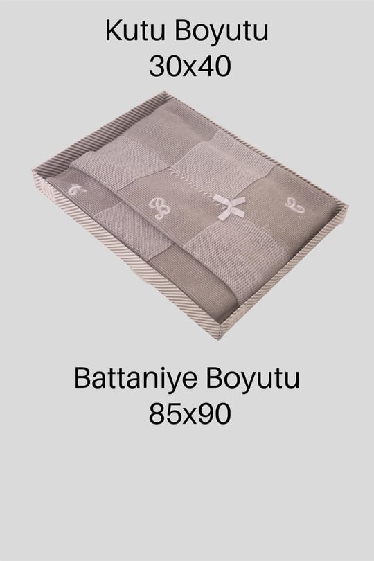 Kinder Baby Sevil Bebek Kurdeleli Triko Battaniye Gri 1011