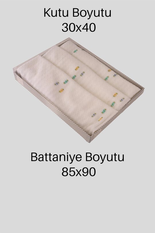 Kinder Baby Sevil Kız Bebek Yeşil Çiçekli Triko Battaniye Krem 1012