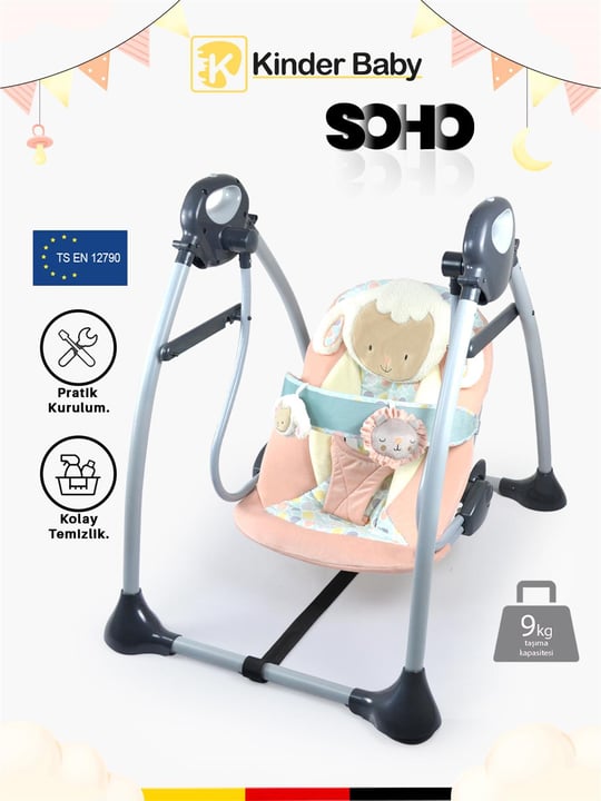 Kinder Baby Soho Oyuncaklı Salıncak Ana Kucağı Pembe