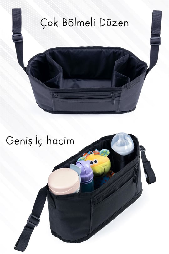 Kinder Baby Tiny Bebek Bakım Çantası Çok Amaçlı Taşınabilir Organizer Siyah