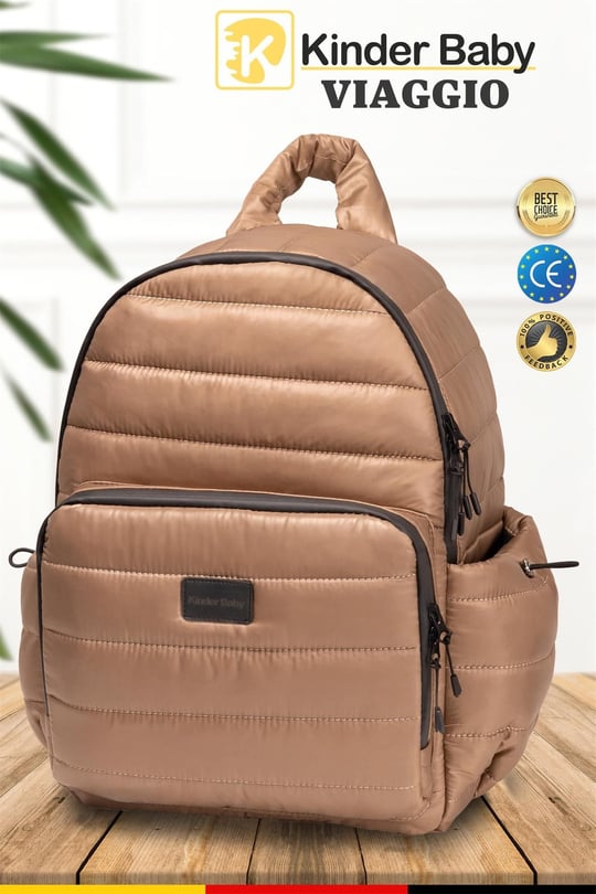 Kinder Baby Viaggio Termal Biberon Çantalı ve Alt Açma Pedli Bej Bebek Bakım Çantası
