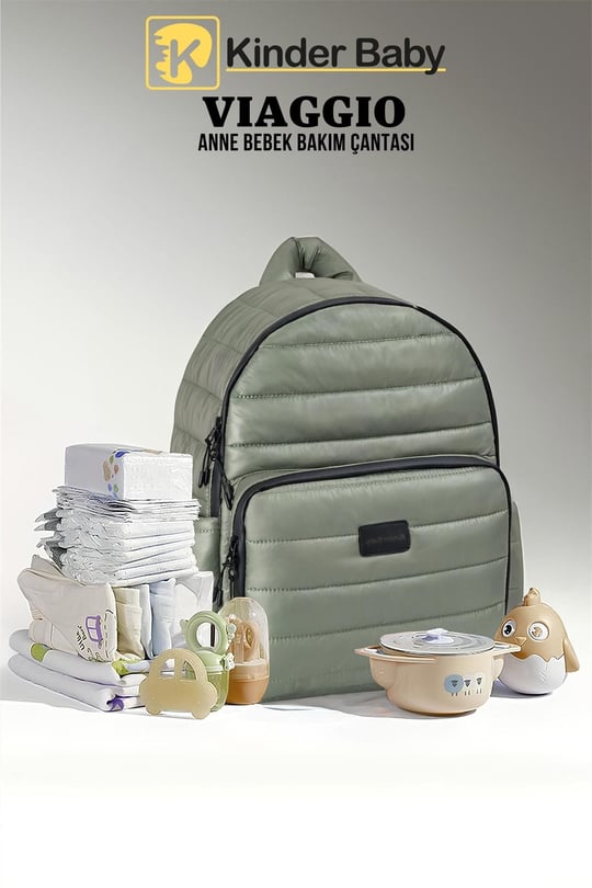 Kinder Baby Viaggio Termal Biberon Çantalı ve Alt Açma Pedli Mint Bebek Bakım Çantası